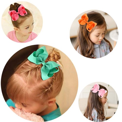 Oaoleer 30 Colors 4 Inch Hair Bows Clips Grosgrain Ribbon Bows Hair Alligator Clips Hair Barrettes Hair Accessories for Girls Toddler Infants Kids Teens Children