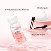 QUEWEL Lash Clusters Glue Remover 75ml Cluster Lashes Remover with Cotton Pads& Brushes Eye Remover for Eyelash Clusters Gentle Water-Oil Texture DIY Lash Extensions Remover