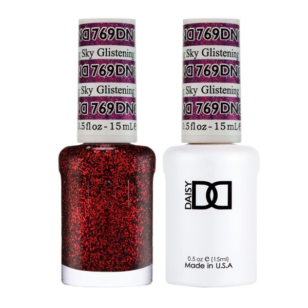 DND Gel Polish Set - 1 each of Red Gel Polish and Red Nail Polish, 769 Glistening Sky, 0.5 Fl Oz