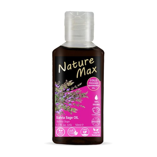 Nature Max Marmaria Salvia Sage Oil Pure Natural Cold Pressed Premium Egyptian Undiluted Egypt For Hair & Skin No Additives Non Gmo Kosher Halal ( 1 Pack = 1.70 oz / 50 ml ) زيت المرمرية حلال