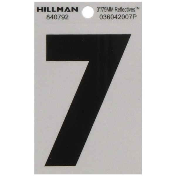 Hillman 840792 3" Black and Silver Reflective Poly-Film Adhesive Number 7, No Size, No Color