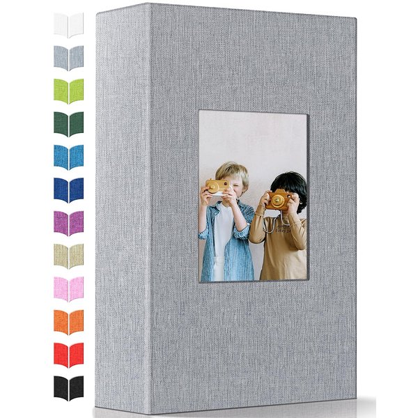Artfeel Photo Album 4x6 with 300 Pockets,Slip-in Picture Albums,Linen Cover Memory Book with Front Window,White Page Vertical Photo Book for Wedding,Family,Anniversare,Baby,Vacation