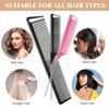 3 Pieces Pintail Comb Rat Tail Comb Carbon Fiber Cutting Comb Set Stainless Steel Pintail Comb Teasing Comb Parting Comb, Wide and Fine Teeth Comb for Braids Hair Salon Home Supplies, Black