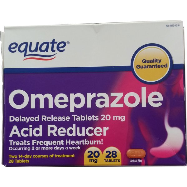 Equate Omeprazole Acid Reducer, Delayed Release Tablets, 20mg, 28ct