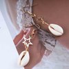 Allereyae Vintage Cowrie Drop Earrings Puka Shell Dangle Earrings Gold Star Dangling Earrings Hollow Star Earrings Jewelry for Women and Girls