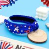 Ronglry 4th of July Headband for Women Patriotic American Flag Headband Red White and Blue Headband Crystal Heart USA Knotted Wide Headbands Independence Day 4th of July Accessories Gifts-Blue