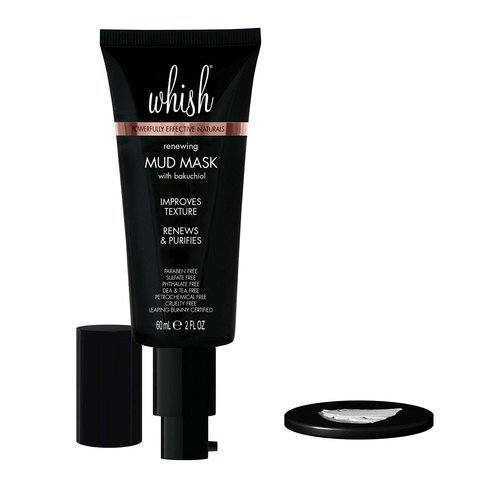 Whish Mud Mask with Bakuchiol - Natural Retinol Alternative Clay Mask - Pore Minimizing & Acne Treatment for Oily, Dry Skin - Hydrating Skincare Mask - Paraben & Sulfate Free - 2 fl oz