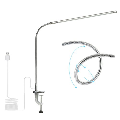 lishumei USB LED Desk Lamp, Adjustable Clip On LED Nail Lamp Light Eye Care Gooseneck 360° Swivel with Switch LED Clamp Light for Manicure Reading Tattoo
