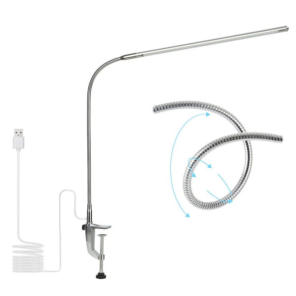 lishumei USB LED Desk Lamp, Adjustable Clip On LED Nail Lamp Light Eye Care Gooseneck 360° Swivel with Switch LED Clamp Light for Manicure Reading Tattoo