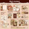 Scrapbooking Supplies Kit, Vintage Aesthetic Scrapbook Kit, Junk Journal Supplies with Scrapbooking Paper A6 Grid Notebook, Journaling Supplies, Birthday Craft Gift for Adult Teen Girl Kid, Mushroom