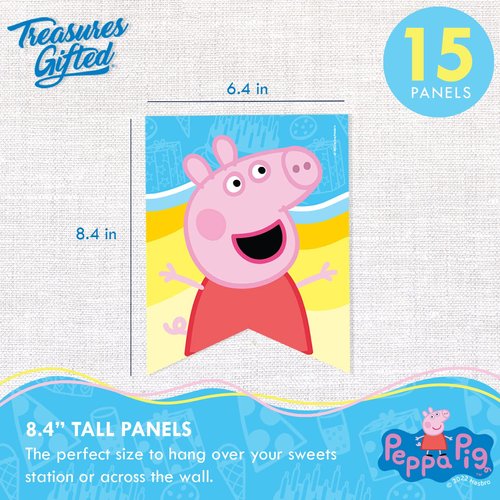 Treasures Gifted Officially Licensed Peppa Pig Birthday Banner - Peppa Pig Happy Birthday Banner - Peppa Pig Birthday Party Supplies, Peppa Pig Banner