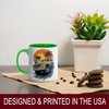 Yellow Off-Road Truck Design Ceramic Mug, 11oz Coffee Cup for Car Enthusiasts, Sunset Beach and Palm Tree Theme, Unique Summer Adventure Gift, Reusable Eco-Friendly Mug for Hot Beverages, Tea, Milk