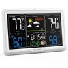 Newentor Weather Station Wireless Indoor Outdoor, 7.5in Display Atomic Clock, Inside Outside Thermometer and Hygrometer with Weather Alert, Barometer and Weather Forecast, Time and Calendar, White
