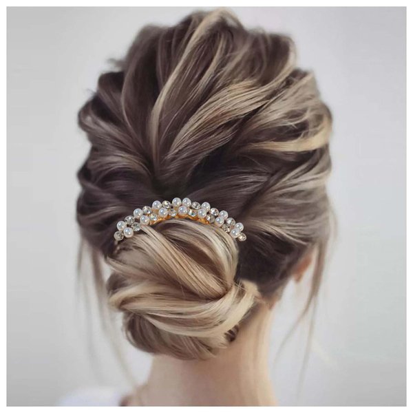 Andelaisi Boho Crystal Pearl Hair Comb Wedding Bridal Rhinestone Hair Clip Comb Shiny Rhinestone Crystal Bridal Comb Clip Vintage Pearl Hair Comb Headpiece Headwear for Women (Style A)