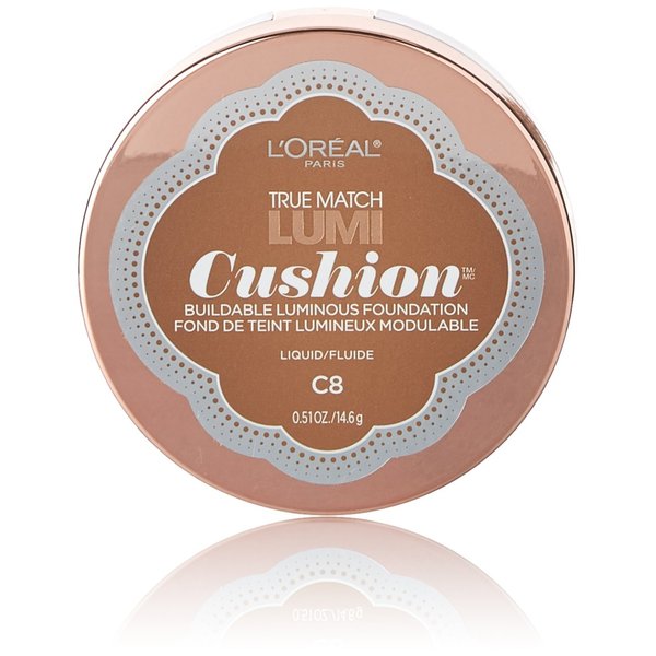 L'Oréal Paris True Match Lumi Cushion Foundation, C8 Cocoa, 0.51 oz.