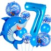 Shark Birthday Decorations, Blue Shark 7 Balloon Number, Sea Animal Balloons, 7 Year Old Girl Birthday Decorations, Ocean Birthday Party Decorations (7)