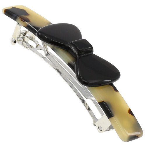 Camila Paris CP3369 French Hair Barrette Clip for Girls, Handmade White Tokyo and Black, Strong Hold Grip Hair Clips for Women, No Slip and Durable Styling Girls Hair Accessories, Made in France