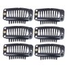 Lysilf Snap Clips for Clip in Hair Extensions U-shape with soft rubber 9 Teeth 6 Holes Stainless Steel Material 20 Pcs/pack 28mm (20Pcs, Black)
