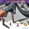 RayMagic Steel Pneumatic Tool Rafter Hook 360° Swivel Hanger, Durable,Reusable Metal Organaizer Adjustable Easy Install Hooks with 1/4" Air Tool Swivel Fitting, for Air Nailer, 2-Piece, Purple