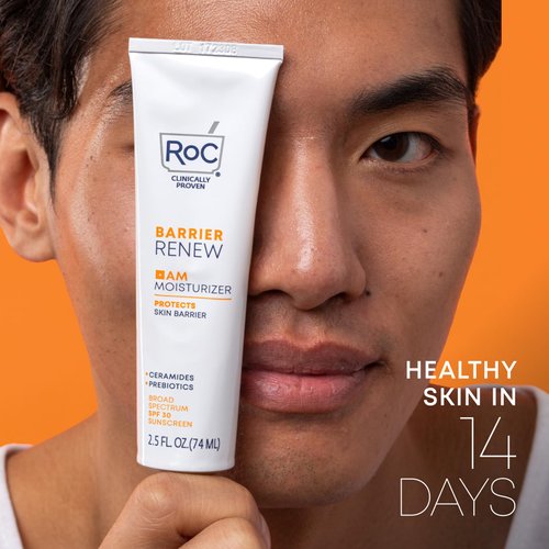 RoC Barrier Renew Day Cream with SPF 30, Moisturizer with Ceramides & Prebiotics to Protect Skin Barrier, (2.5 oz) with Retinol Eye Cream Packette