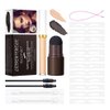Eyebrow Powder Stencil Concealer Kit,Eyebrow Artifact, Eyebrow Definer Powder Stamp Makeup with 12 Reusable Thin & Thick Brow Stencils,Long Lasting Waterproof for Perfect Brow (#03 Dark brown)
