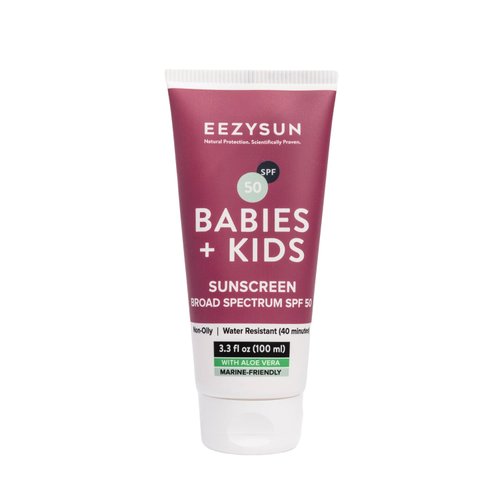 EEZYSUN Babies & Kids SPF 50 Mineral Sunscreen | Dermatologically Tested for Sensitive Skin | Contains Aloe Vera | Sweat/Water Resistant | Cruelty-Free | Reef-Safe | Travel Size - 3.3 FL OZ