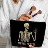 ignytiger Goth Skull Makeup Bag, Funny Goth Skeleton Spooky Skull Cosmetic Bag for Women, Halloween Witch Bag Gifts for Women, Cool Dark Academia Horror Makeup Pouch Bags for Purse