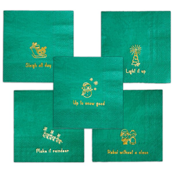 Coterie Holiday Cocktail Napkins (Set of 25) - Christmas Cocktail Napkins, Fun Cocktail Napkins, Funny Paper Napkins, Witty Holiday Napkins | 5" Paper Napkins
