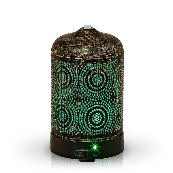 AROMAR Essential Ultrasonic Oil Diffuser Cool Mist Humidifier & Aromatherapy Metal Diffusers for Essential Oils with Auto Shut-Off and 7 Colors LED for Home and Office - Brushed Bronze (100ml)