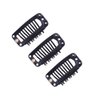 YANTAISIYU 24 pcs/lot 32mm 9-teeth Metal Wig Clips with Rubber Stopper, Invisible Hairpiece Wig Accessories Clips (Black)