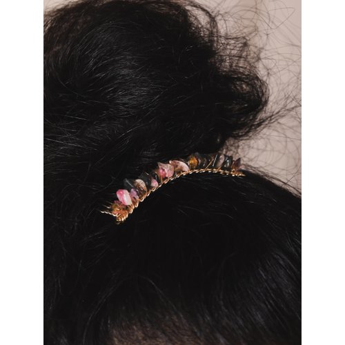 MINACHI Vintage Style, Irregular Shape Stone Hair Comb, Multi Color, Bridal Hair Accessories for Women