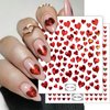 Heart Nail Stickers Valentines Day Nail Art Decal 3D Self-Adhesive Red White Black Sliver Metal Laser Heart Design Nail Stickers for Nail Supplies for Acrylic DIY Manicure Decorations 9 Sheets