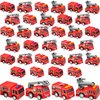 Conagel 36 Pcs 4 Styles Mini Pullback Fire Truck Toy Small Pull Back Firetrucks Toy Bulk Plastic Firetruck and Fireman Toy Set for Kids Firefighter Birthday Party Supplies