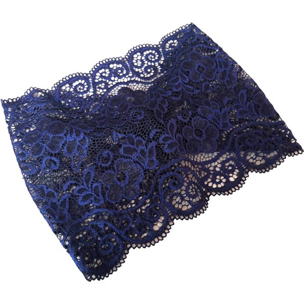 Oyabridal 7.2'' Wide Stretchy Headbands for Women's Hair Lace Headband for Women Lace Headcovering Church (Navy)