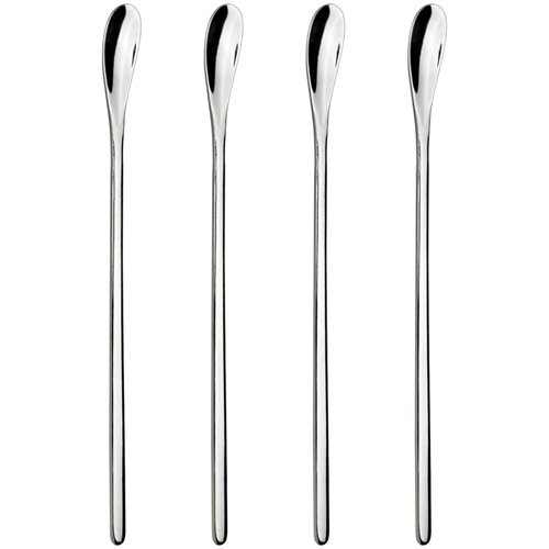Stainless Steel Coffee Stirring Spoons – Set of 4, 7.6-Inch Reusable Drink & Cocktail Swizzle Sticks, Slim Salt or Condiment Spoons – Modern Long Handle Design for Bar, Kitchen & Parties