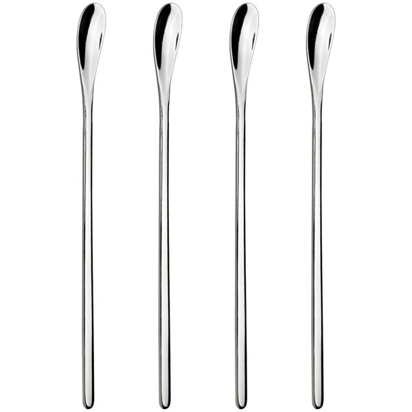 Stainless Steel Coffee Stirring Spoons – Set of 4, 7.6-Inch Reusable Drink & Cocktail Swizzle Sticks, Slim Salt or Condiment Spoons – Modern Long Handle Design for Bar, Kitchen & Parties