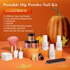 AZUREBEAUTY Dip Powder Nail Kit Starter, Fall Winter Yellow Orange Brown Glitter 12 Pcs 4 Colors Acrylic Dip Powder Liquid Set with Base/Top Coat Activator for French Nail Art Manicure DIY Gift