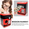 Qwifyu Piggy Bank for Boys Girls, Kids Safe Money Bank for 4 5 6 7 8 9 10 Year Old Girl Boy Birthday Gift,Electronic Password Money Saving Box ATM Safe Bank Toys for Kids (Black Red)