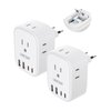 2 Pack European Travel Plug Adapter, LENCENT International Type-C Foldable Power Plug with 4 Outlets, USB C Charger Adaptor, US to Most of Europe EU Iceland Spain Italy France Germany, Cruise Approved