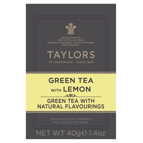 Taylors of Harrogate Green Tea with Lemon, 20 Count (Pack of 1)
