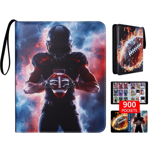 Dosanlues Football Card Binder 900 Pockets, Ultimate Trading Card Ablums with 50 Page Removable Sleeves to Organize and Protect Your Sports Cards Like a Pro