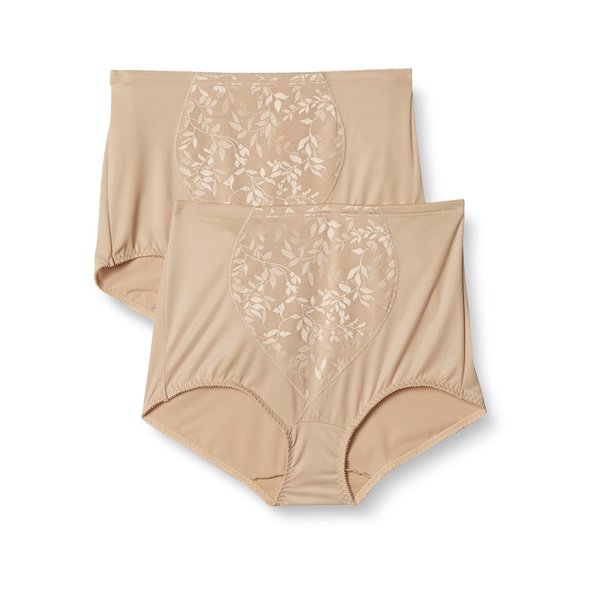 Bali Women’s Jacquard Mesh Tummy Panel Firm Control Shapewear Brief 2-Pack Fajas
