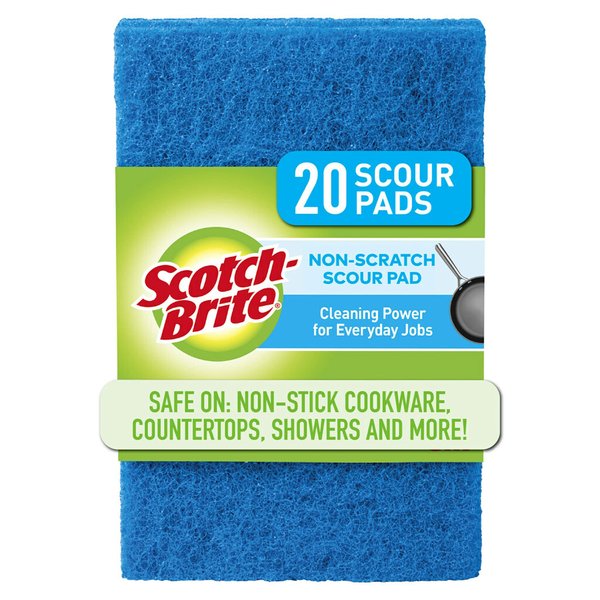 Scotch-Brite Non-Scratch Scour Pads, Scouring Pads for Kitchen and Dish Cleaning, 20 Pads