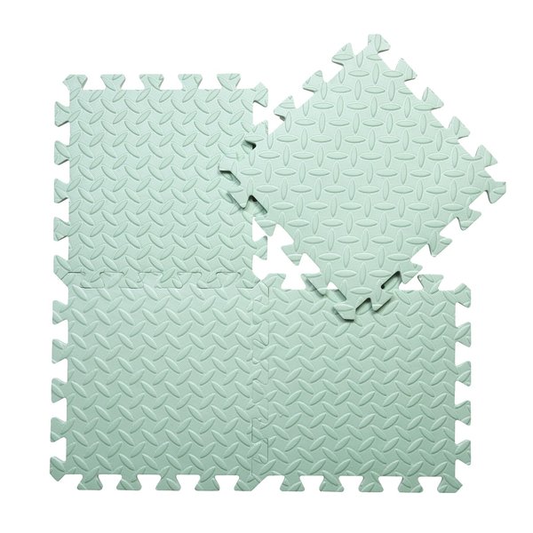 Coolcandy EVA Foam Play Mat, 16 Tiles Colorful Baby Play Mat, Square Kids Playmat with Solid Colored, 0.4" Thickened Interlocking Foam Floor Tiles, Puzzle Play Mat For Baby Lying, Playing (Bean Green)