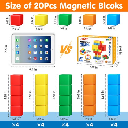 Magnetic Blocks for Toddlers Toys,1.42 Inch Building Blocks Toys for 3 4 5 6 7 8+Years Old Boys Girls, Magnetic Cubes for Kids STEM Montessori Toys Educational Sensory Magnet Toys for Kids Ages 3-5
