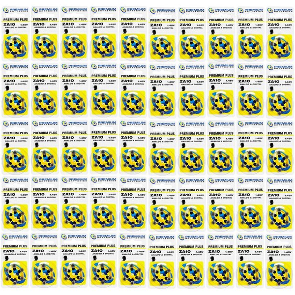 Premium Batteries Size 10 1.45V Hearing Aid Battery Yellow Tab (300 Batteries)