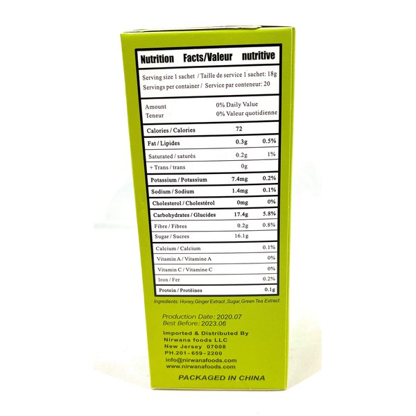 Nirwana Ginger Green Tea 20 Sachets Instant