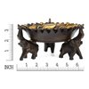 Rejoicing Elephant Leaves Carved Rain Tree Circular Wooden Tray