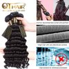 QTHAIR 14a Brazilian Loose Deep Wave Human Hair Wigs Bundles for All Women 10" 12" 14" Loose Deep Wave Human Hair Bundles Virgin Hair Extensions Loose Deep Curly Hair