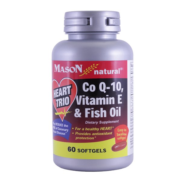 Mason Natural Co Q-10, Vitamin E and Fish Oil, 60 Softgels (Pack of 2)